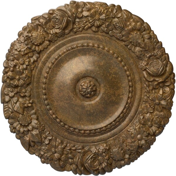 Ekena Millwork Marseille Ceiling Medallion (Fits Canopies up to 7 3/8"), Hand-Painted Rubbed Bronze, 21"OD x 2"P CM21MARZS - main